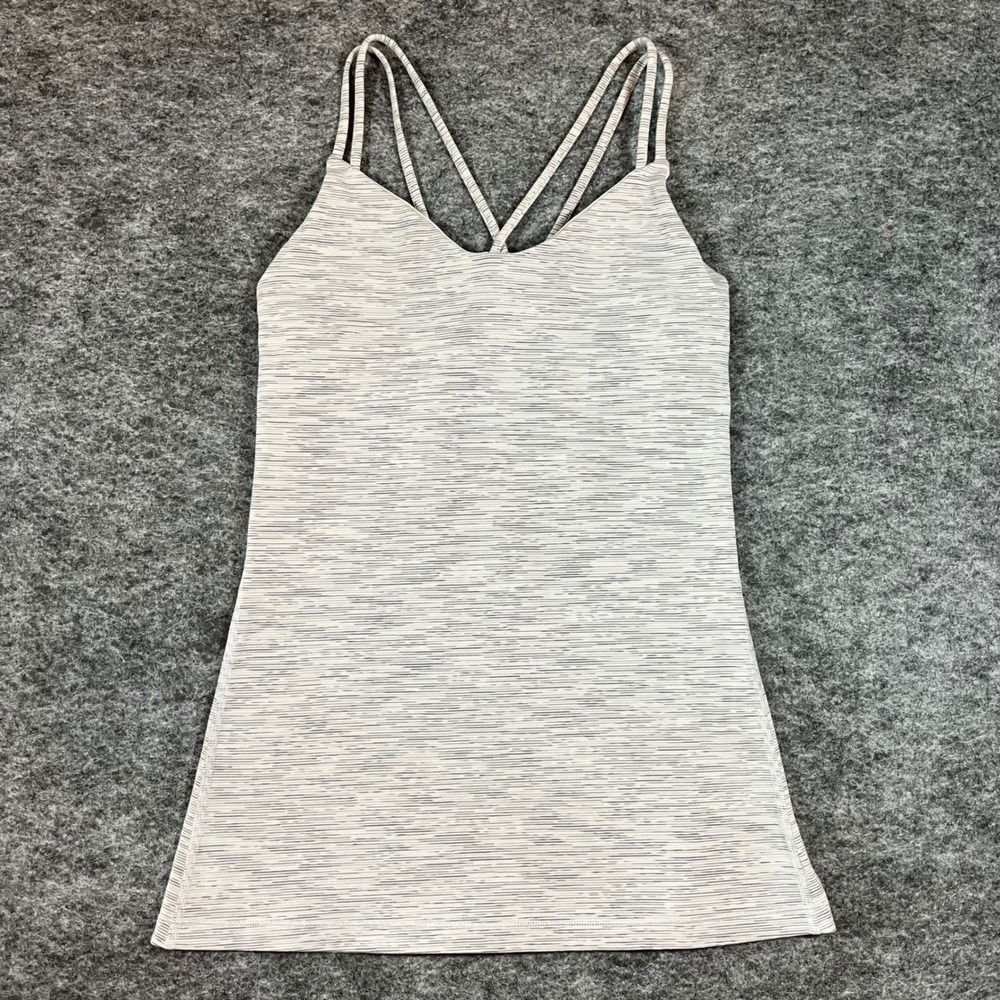 lululemon Create Your Calm Women Size 6 Grey White Space Dye Strappy Back Yoga